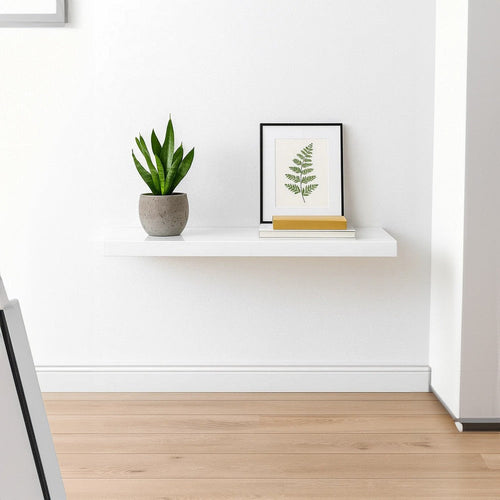 Zyno Floating Wall Shelf | 35’’ | Glossy White MDF Body