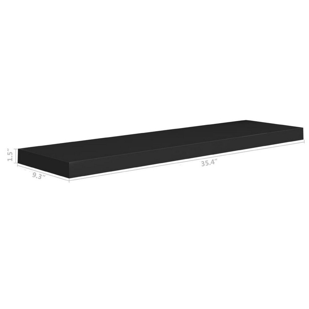 Zyno Floating Wall Shelf | 35’’ | Matte Black MDF Body