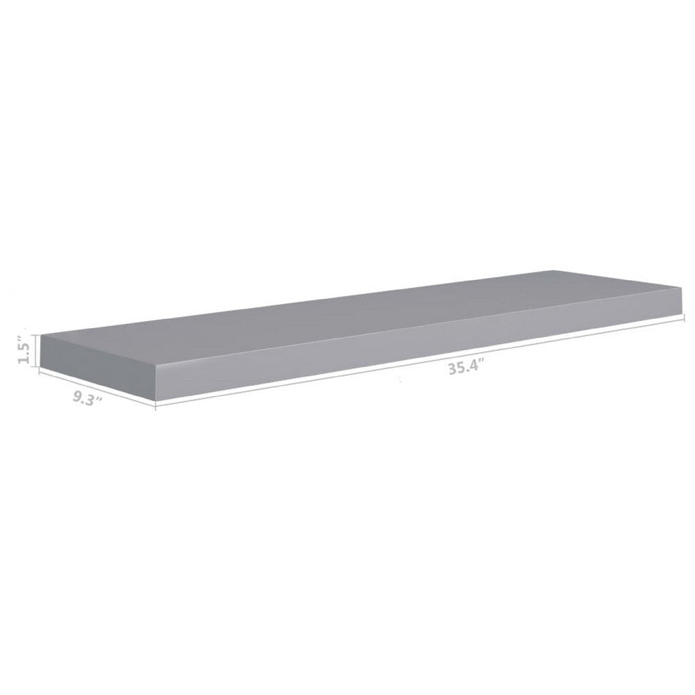 Zyno Floating Wall Shelf | 35’’ | Matte Gray MDF Body