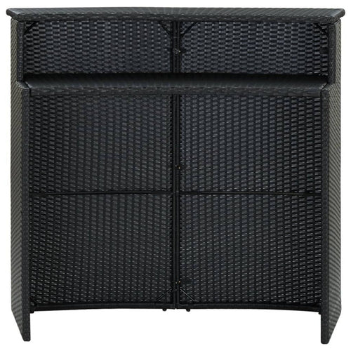 Bar Table | Powder Coated Black Poly Rattan | Metal Frame | 47"