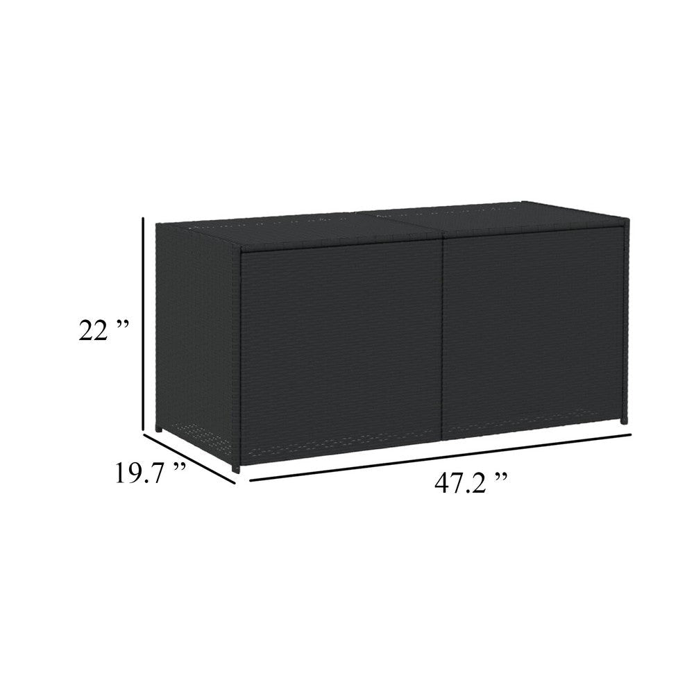 Jenna Outdoor Poolside Storage Box | Black Poly Rattan | 47’’ BM340495