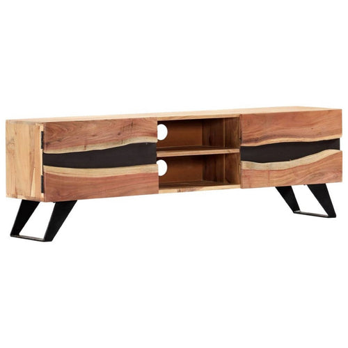 TV Stand Media Cabinet | Natural Brown Acacia Solid Acacia Wood | 55"