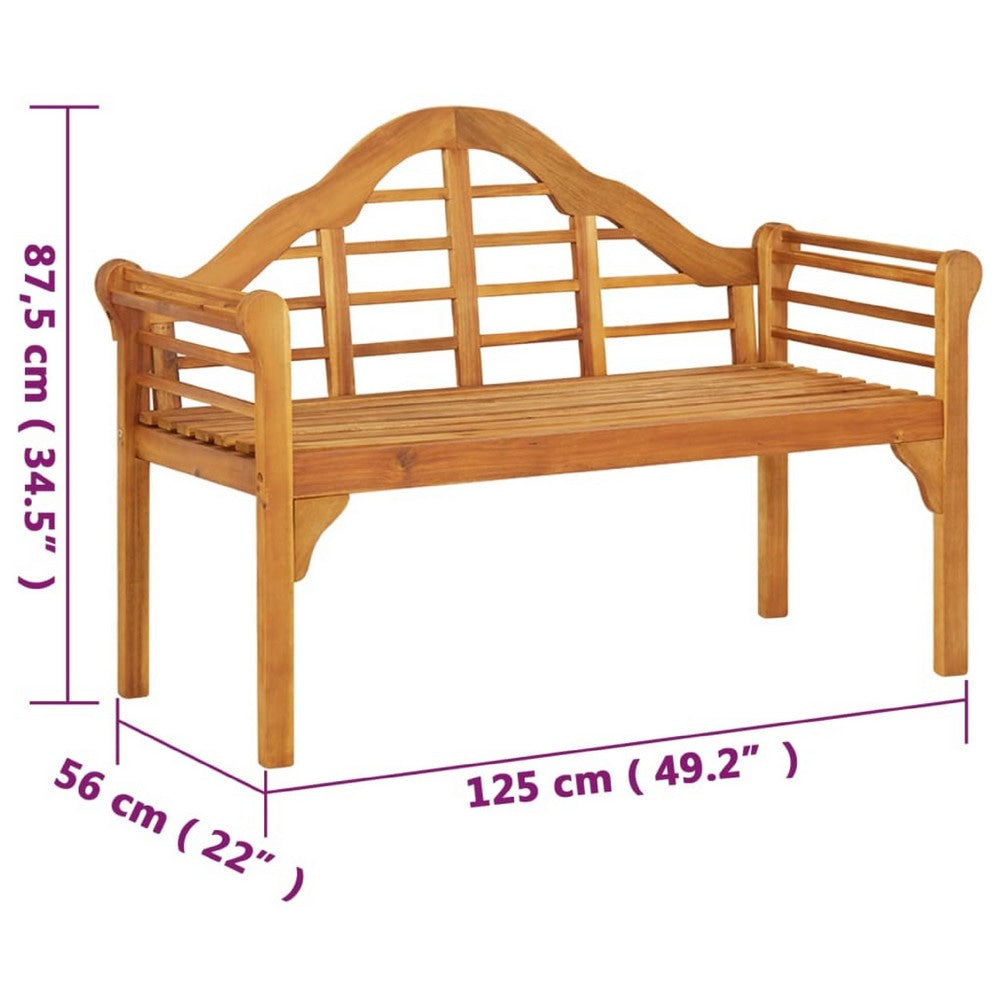Garden Bench | Weather Resistant Brown Solid Acacia Wood | 49’’ BM340505