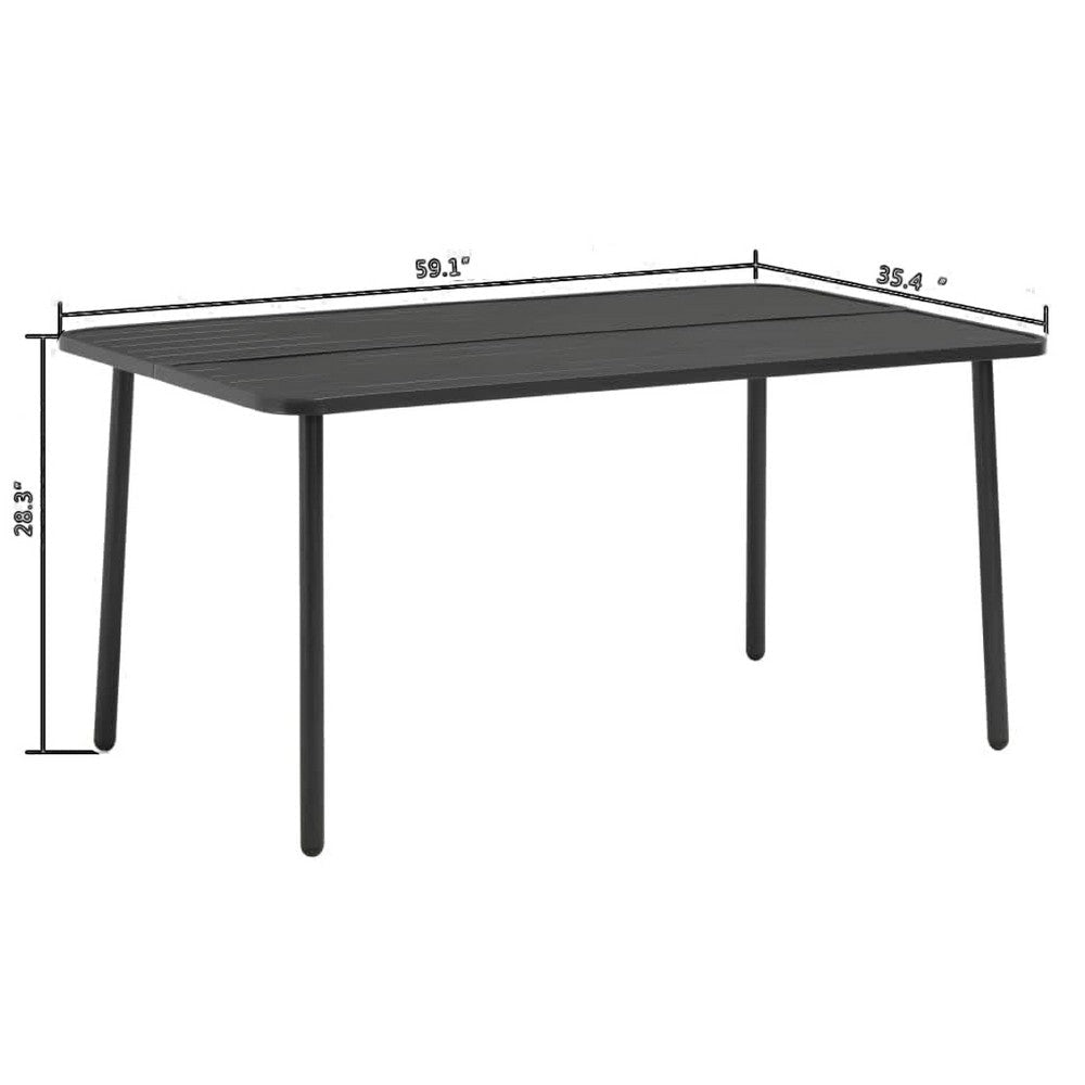 Outdoor Dining Table | Gray Powder-Coated Steel | Rectangular 59’’ Top BM340518