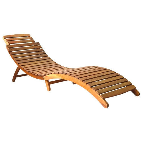 Sunlounger Chaise | Brown Solid Acacia Wood | Foldable Design | 72"