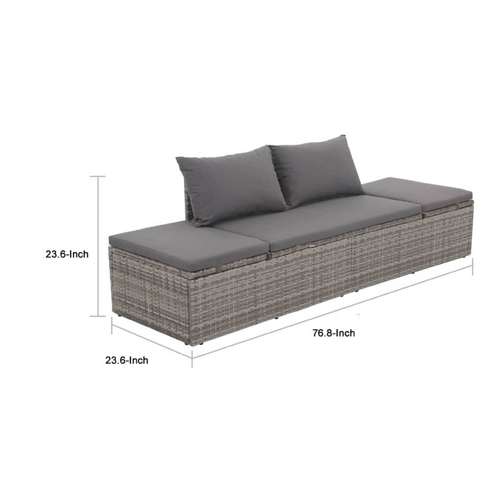 Shane Outdoor Daybed | Gray Poly Rattan | Fabric Cushions | 77’’ BM340542
