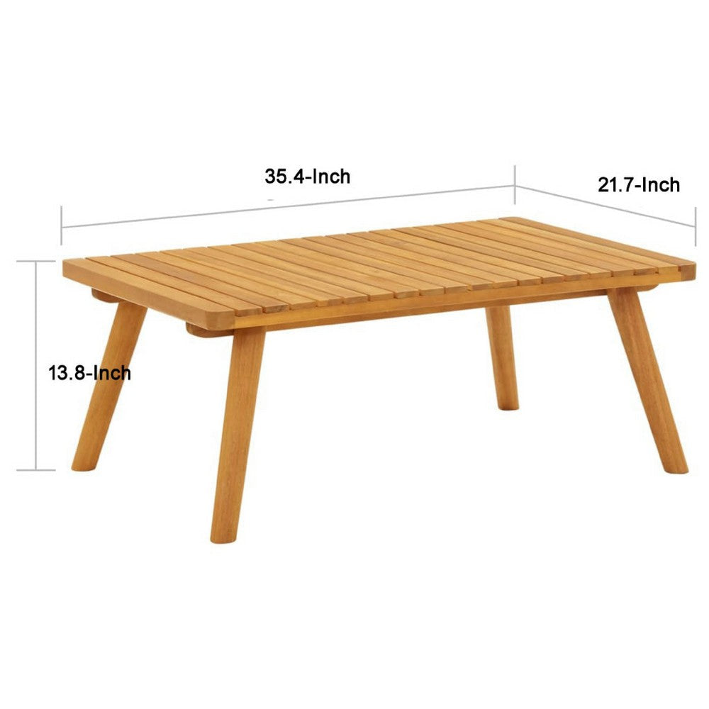 Outdoor Coffee Table | 35’’ | Brown Solid Acacia Wood | Slatted Top BM340549