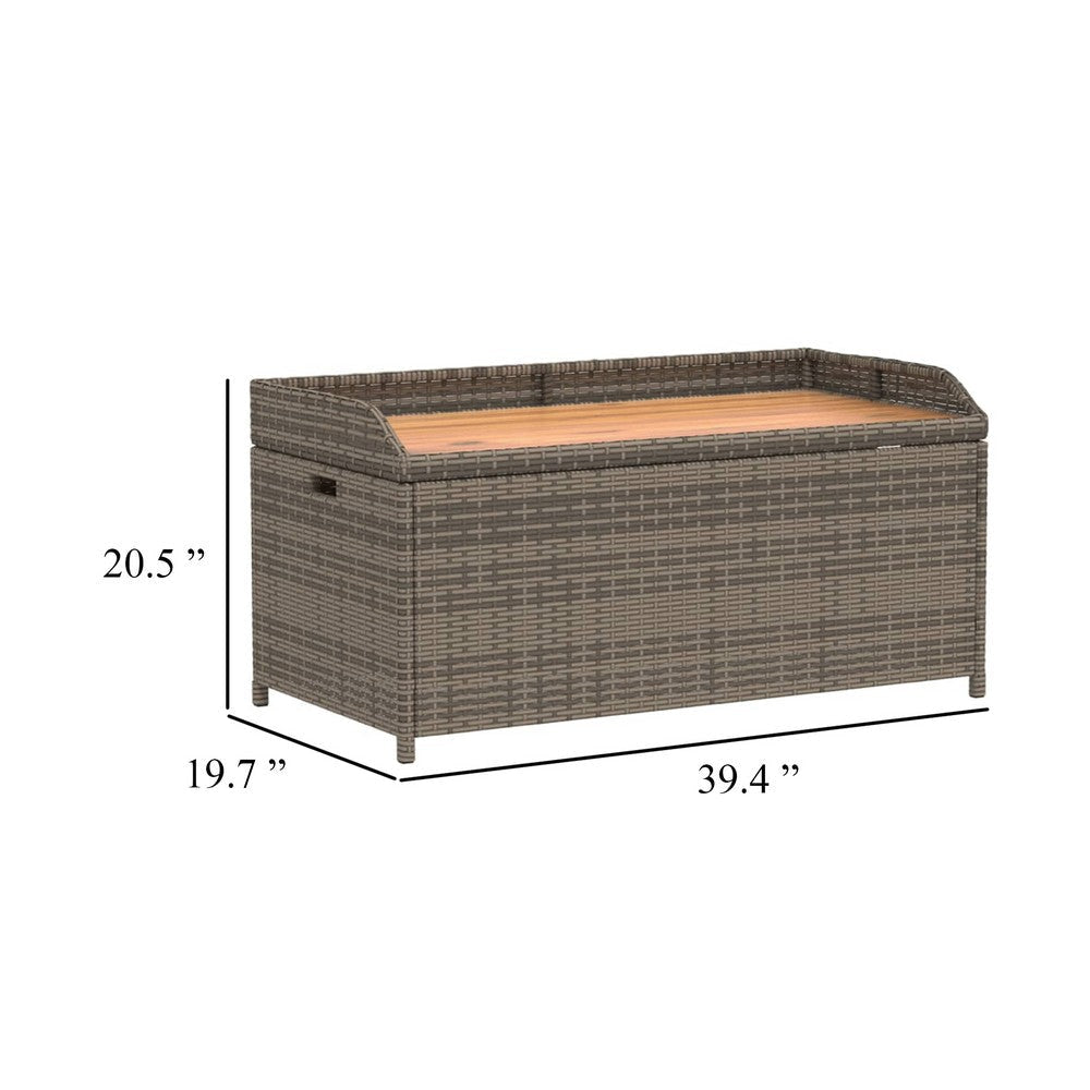 Foto Outdoor Bench | 39’’ | Gray Wicker Rattan | Under Seat Storage BM340571