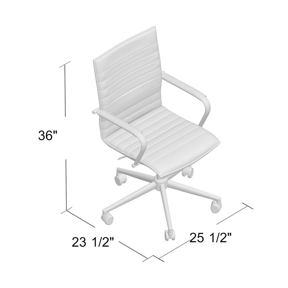 Kenny Commercial Grade Rolling Office Armchair Chrome Arms | Black Vinyl BM340707