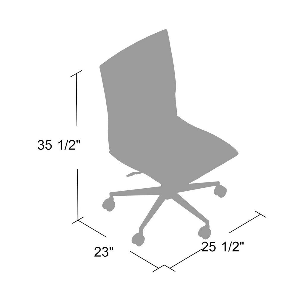 Haily Rolling Armless Commercial Grade Chair w Chrome Base | Brown Vinyl BM340711