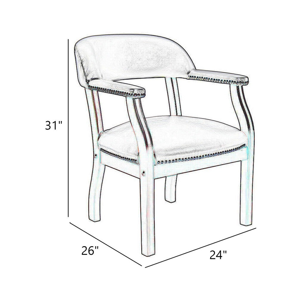 Elon Guest Chair w Brass Nailhead Trim | Mahogany Wood | Black Caressoft BM340715