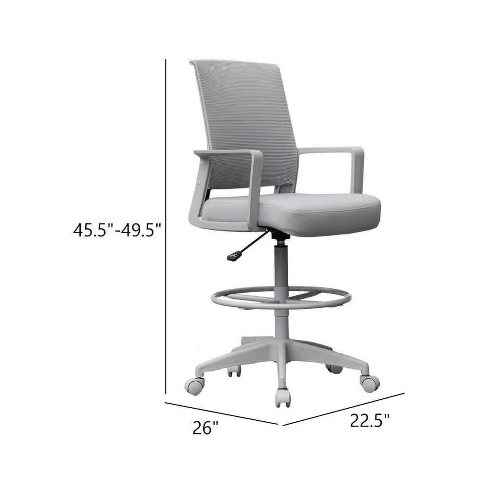 Swivel Drafting Stool | Fixed Arms | Gray Mesh Back | Chrome Footring BM340782