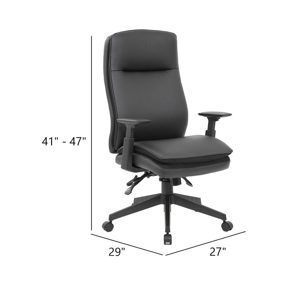 Executive Office Chair | Black Soft Vinyl | Nylon Base | 3 Paddle Tilt BM340784