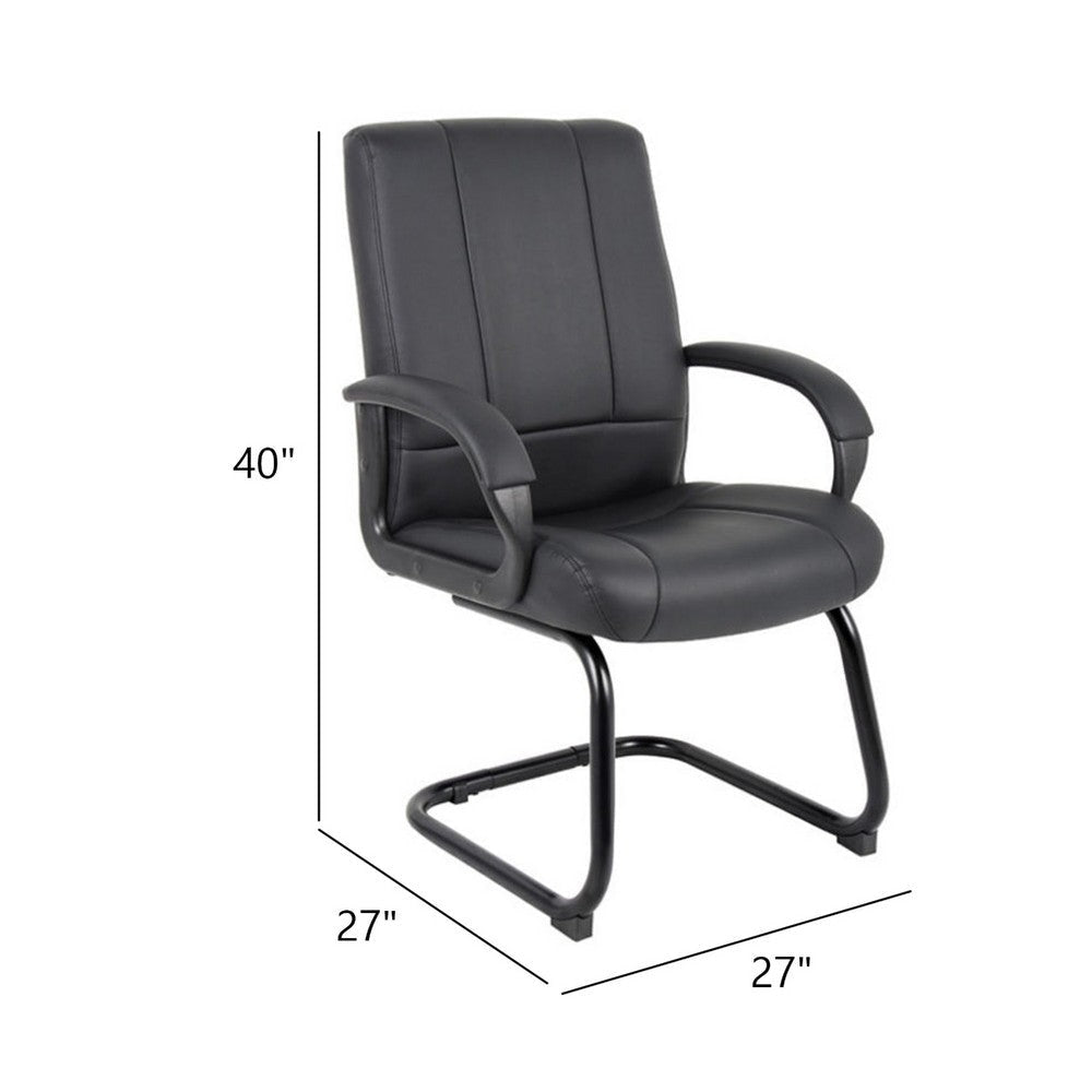 Ruia Mid Back Guest Armchair | Black Soft Vinyl | Cantilever Base BM340790