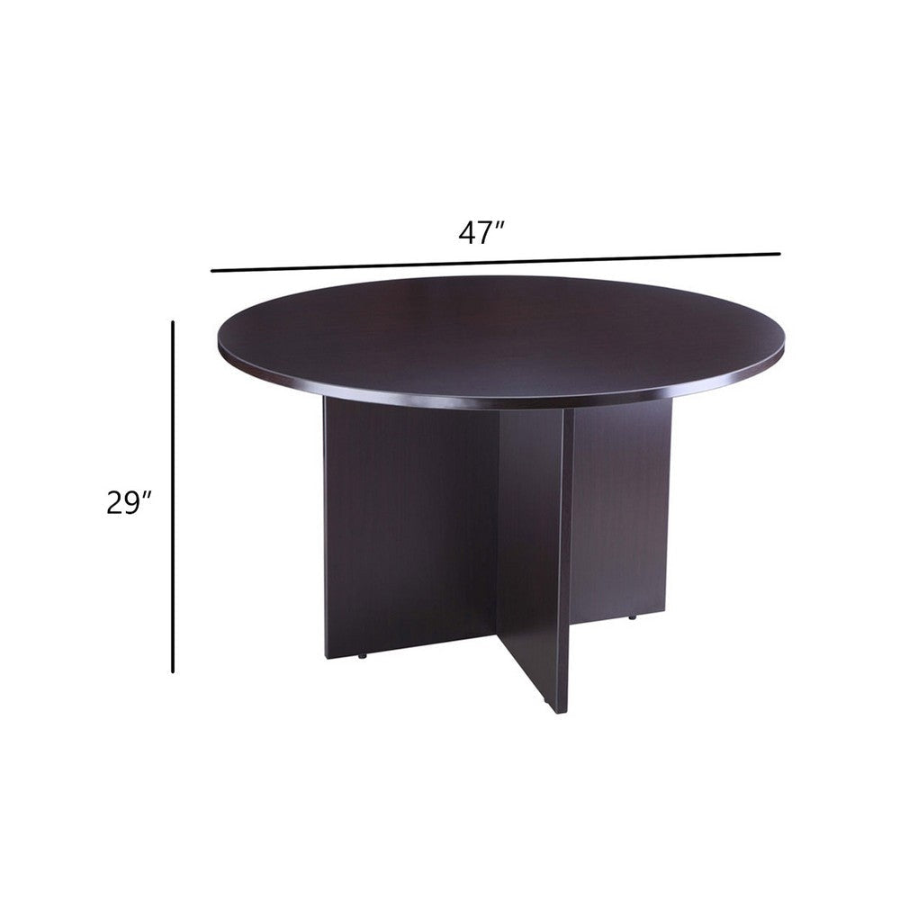 Zoa 47’’ Round Office Meeting Table with Cross Base | Mocha Brown BM340799