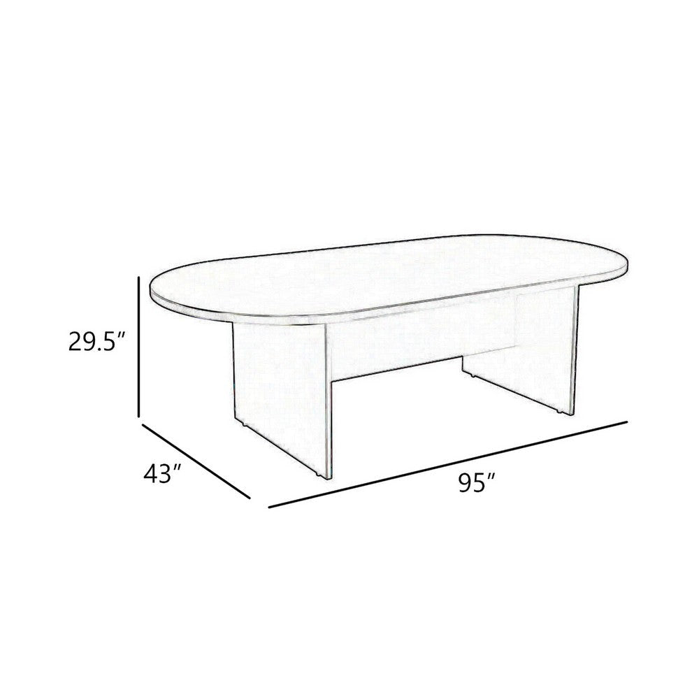 Mike 95’’ Oval Conference Table with Panel Legs | Mahogany Red BM340806