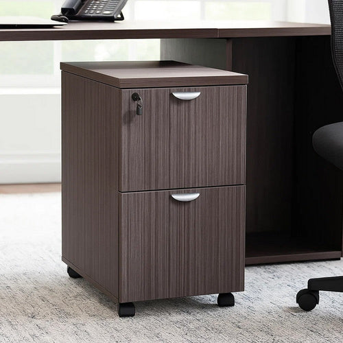 Kery 2 Drawer Mobile Pedestal File Cabinet with Lock | Driftwood Gray BM340811