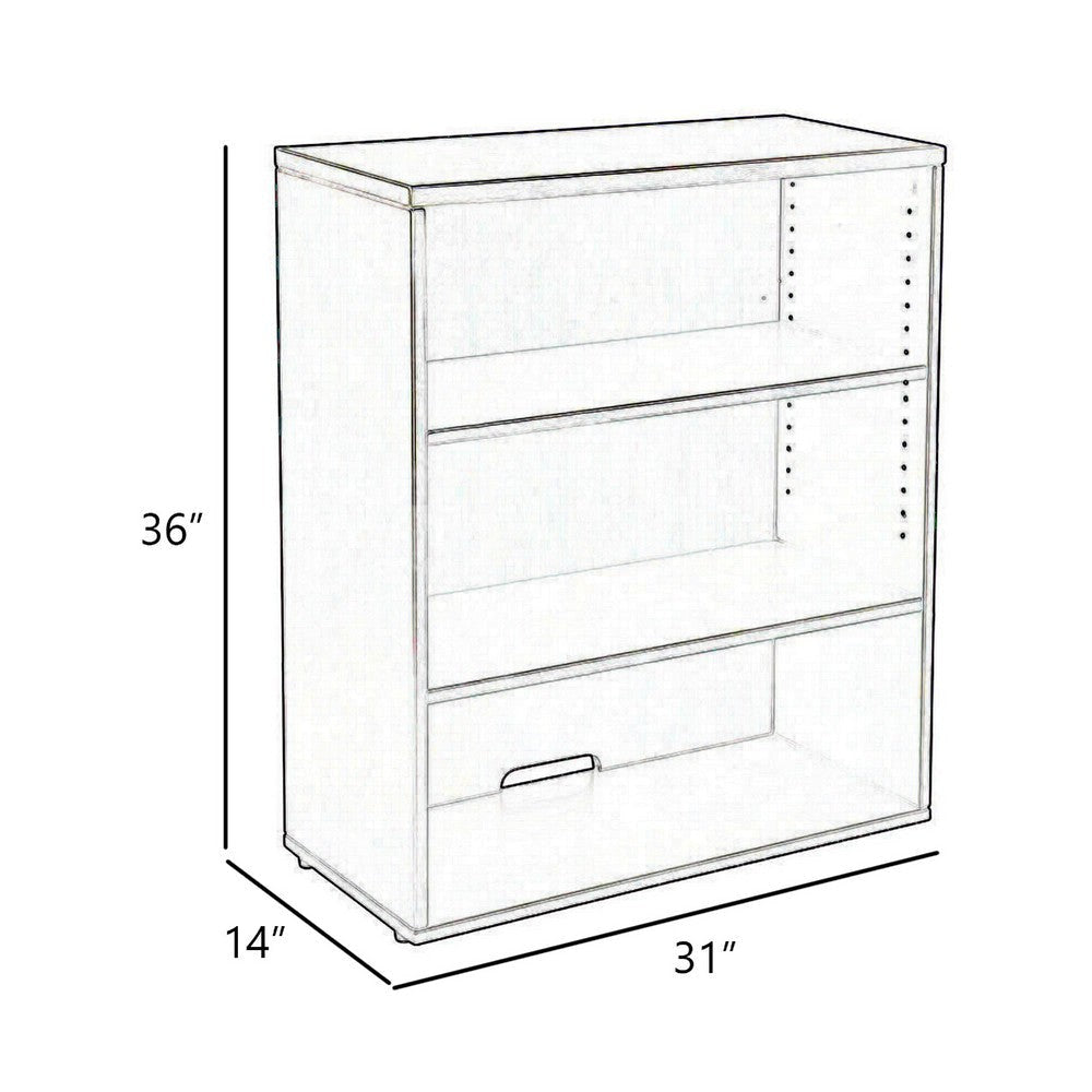 Mery 31’’ Wide 3 Shelf Hutch Bookcase | Wire Hole | Mahogany Red BM340814