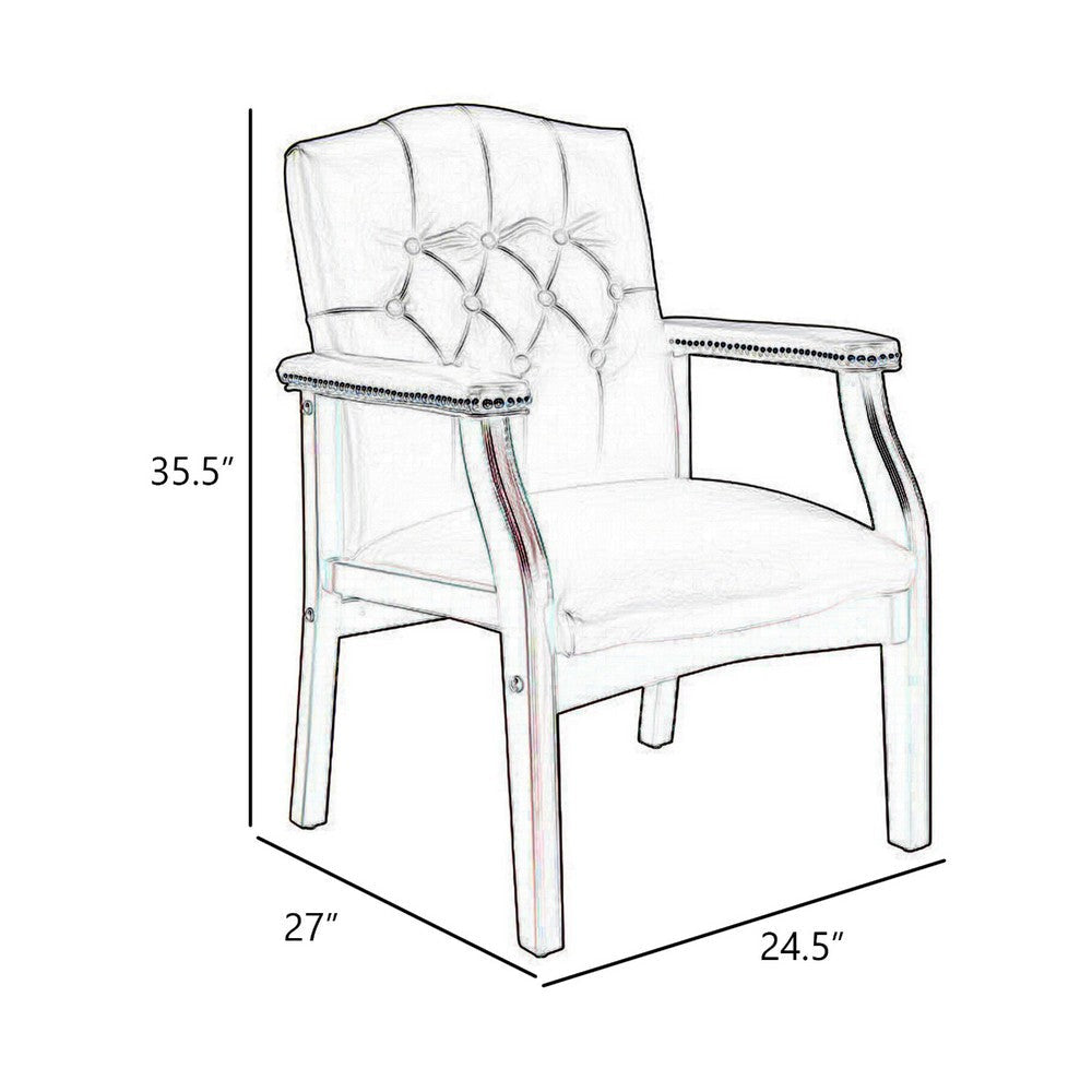 Koe Classic Reception Guest Armchair | Burgundy Tufted Vinyl | Wood Legs BM340823