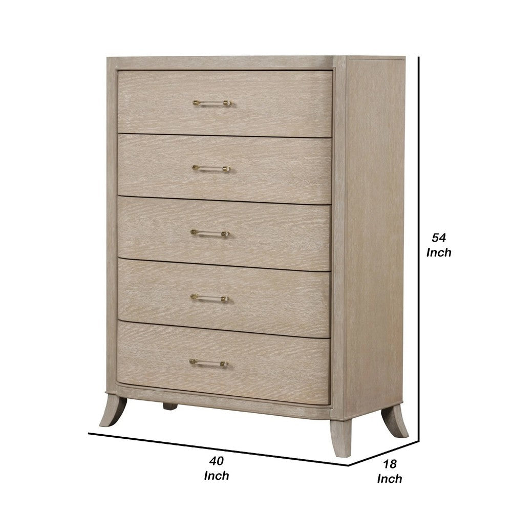 Fea Tall Dresser Chest | 5 Drawers | Natural Oak Brown | Acrylic Handles BM340840