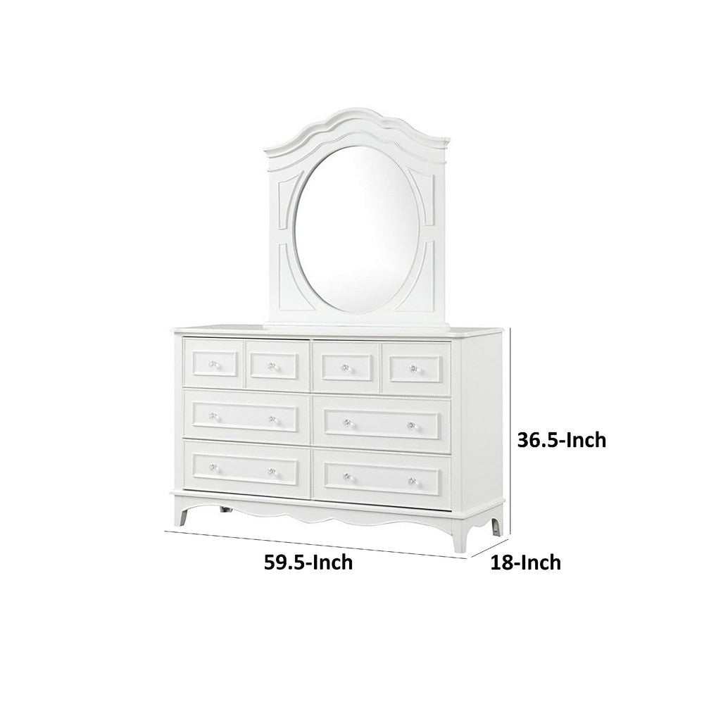 Calpan Wide Dresser | 6 Drawers | Modern White Solid Wood Frame BM340850