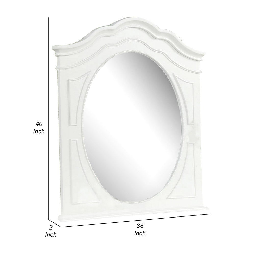 Calpan Dresser Mirror | Modern White Solid Wood Frame | 38x40 BM340851