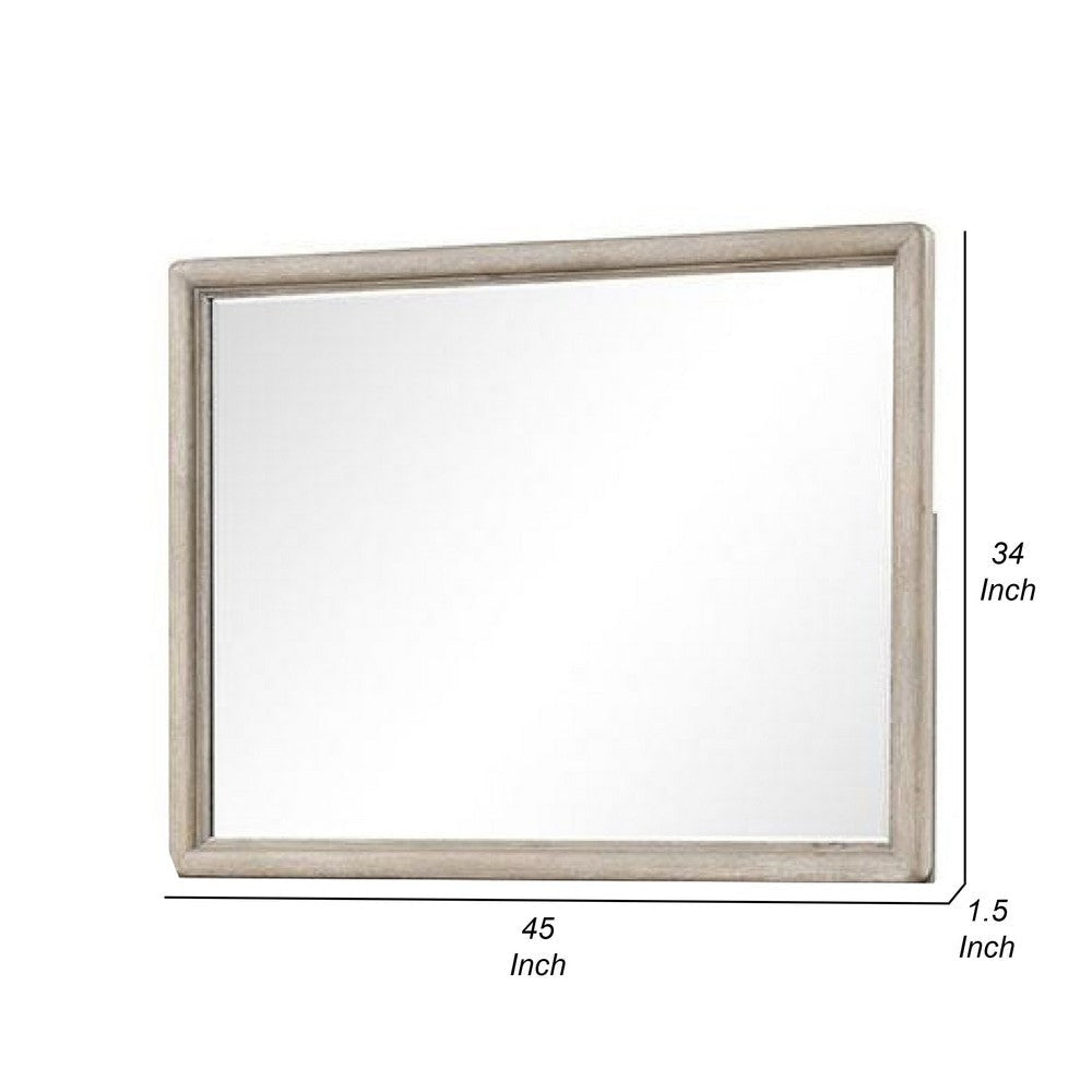 Myna Dresser Mirror | Beveled Glass | Oak Brown Solid Wood | 34x45 BM340853