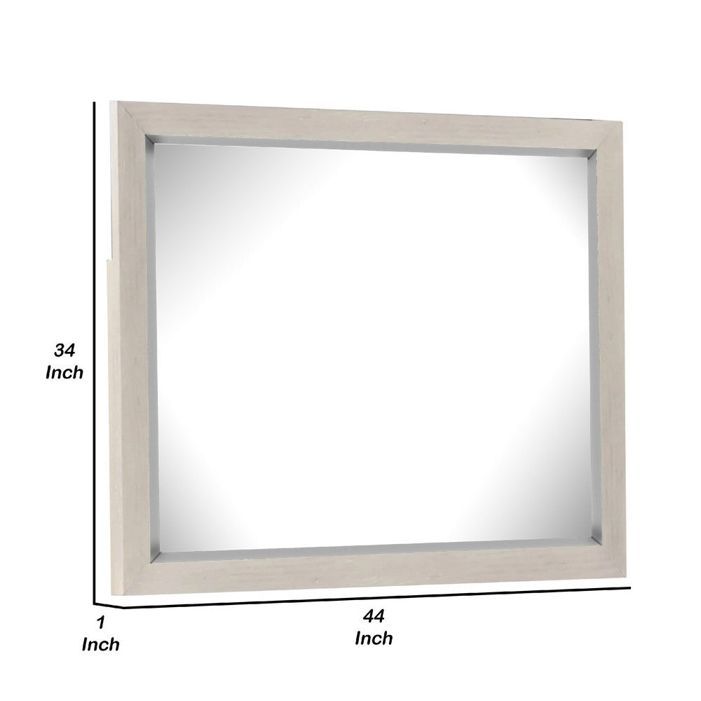 Kexa Dresser Mirror | Bevel Glass | Light Gray Solid Wood Frame | 34x44 BM340866