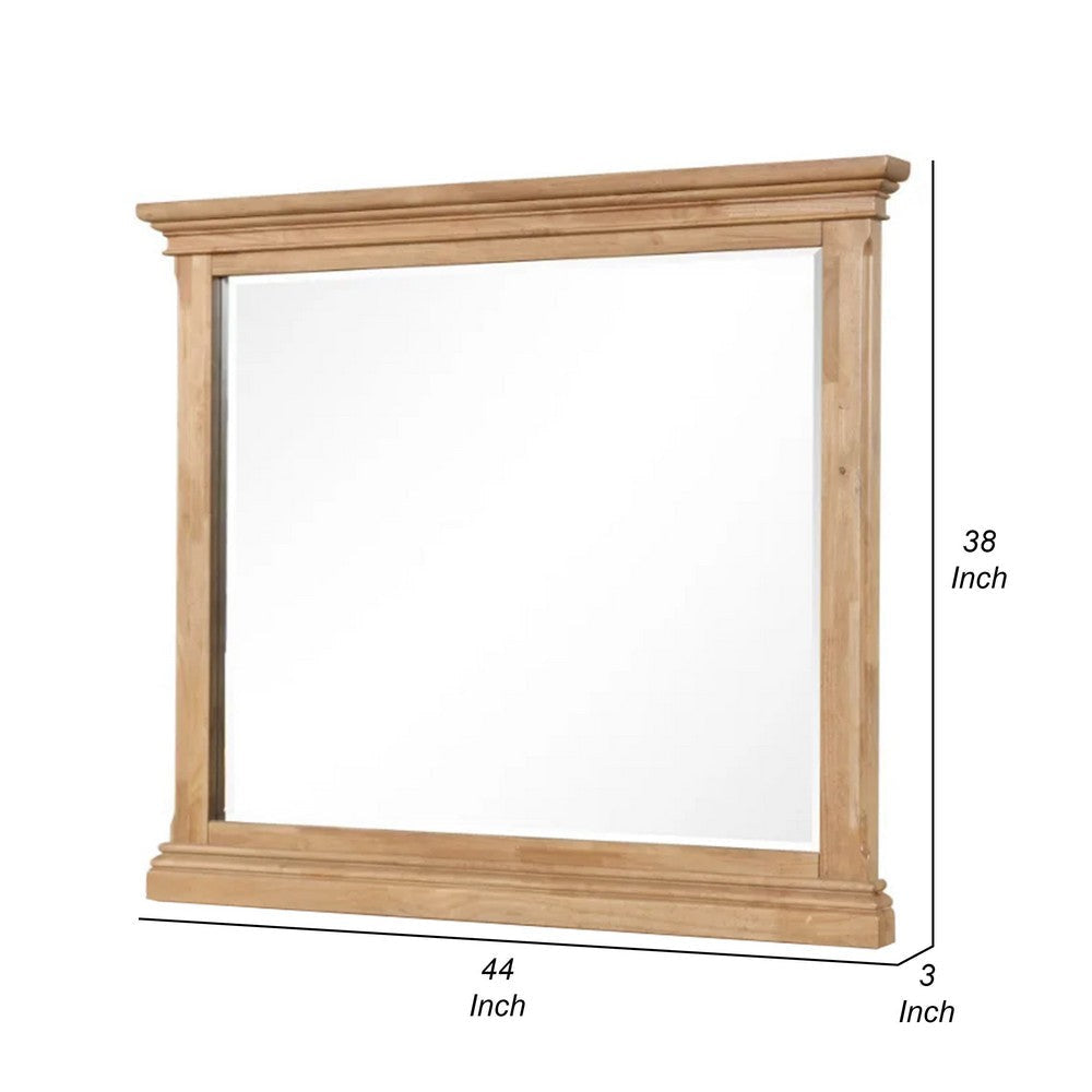 Lexa Dresser Mirror | Bevel Glass | Natural Oak Brown Solid Wood | 38x44 BM340870