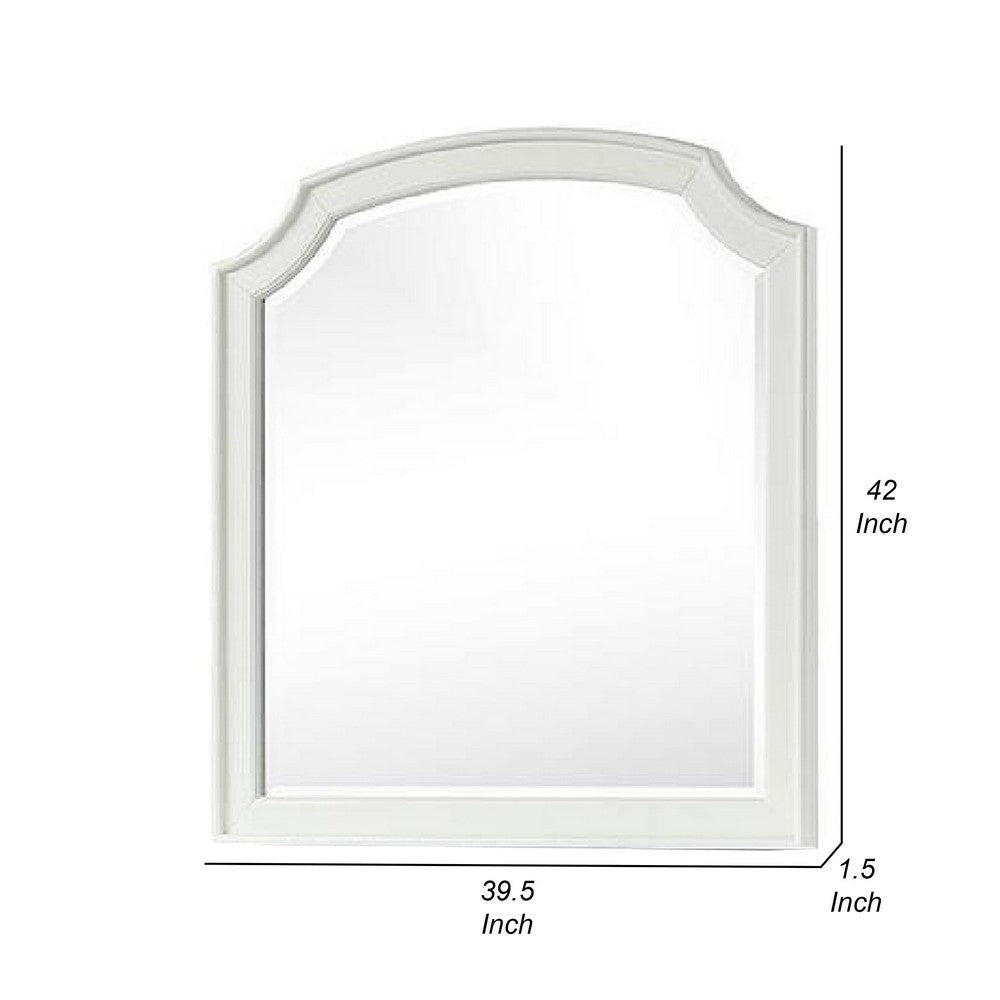 Kyna Dresser Mirror | Beveled Glass | Classic Antique White Solid Wood | 40x42 BM340877