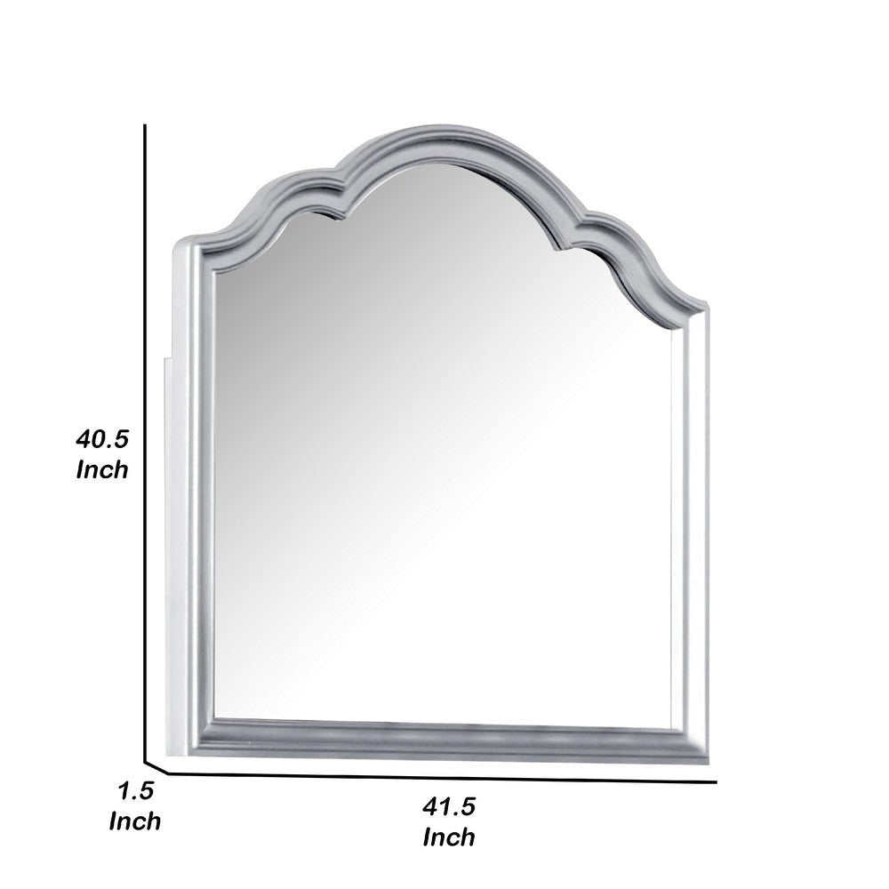 Eleena Dresser Mirror | Beveled Glass | Silver Solid Wood Frame | 41x42 BM340904