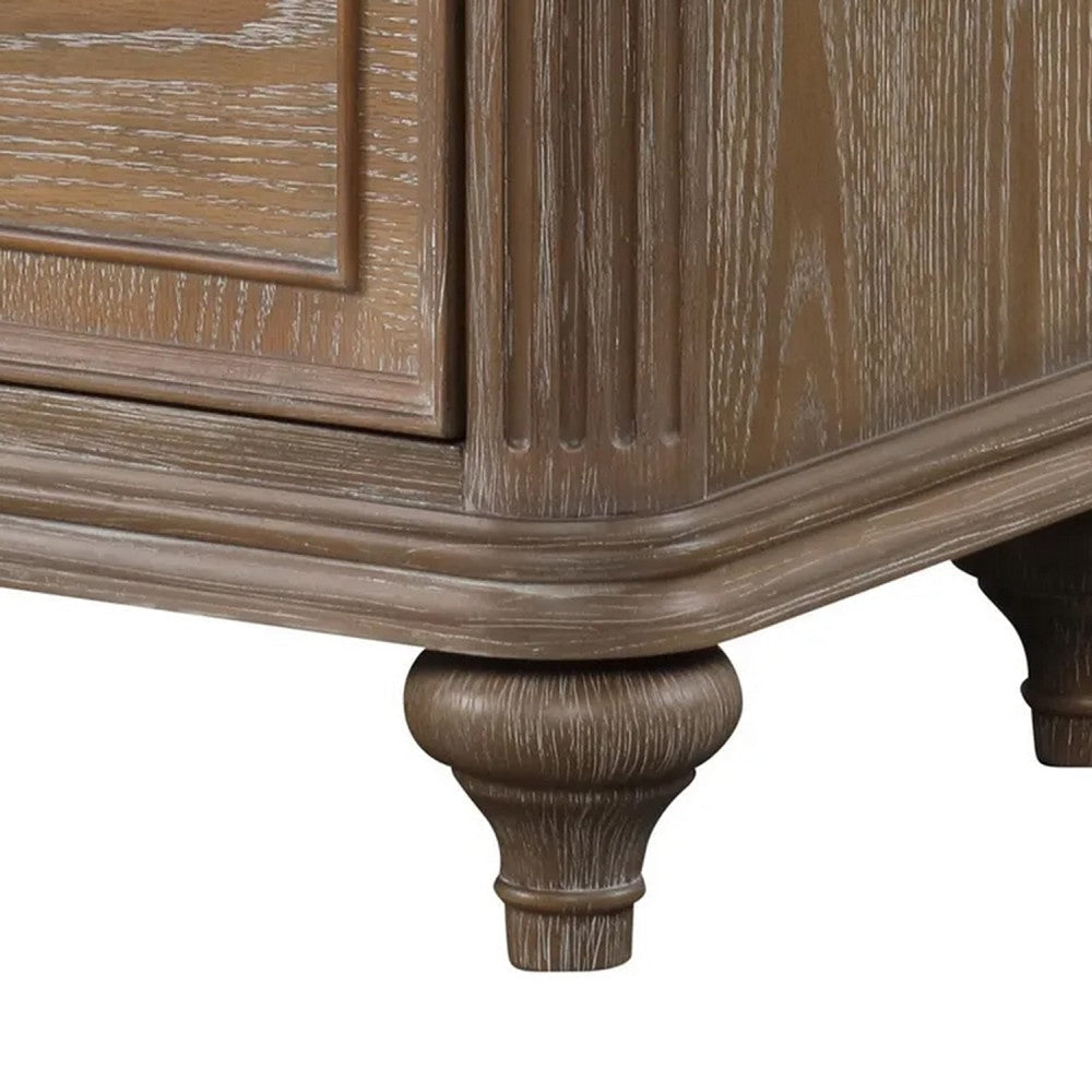 Lyla Nightstand w USB | 2 Drawers | Rustic Oak Solid Wood Frame | 30’’ BM340908