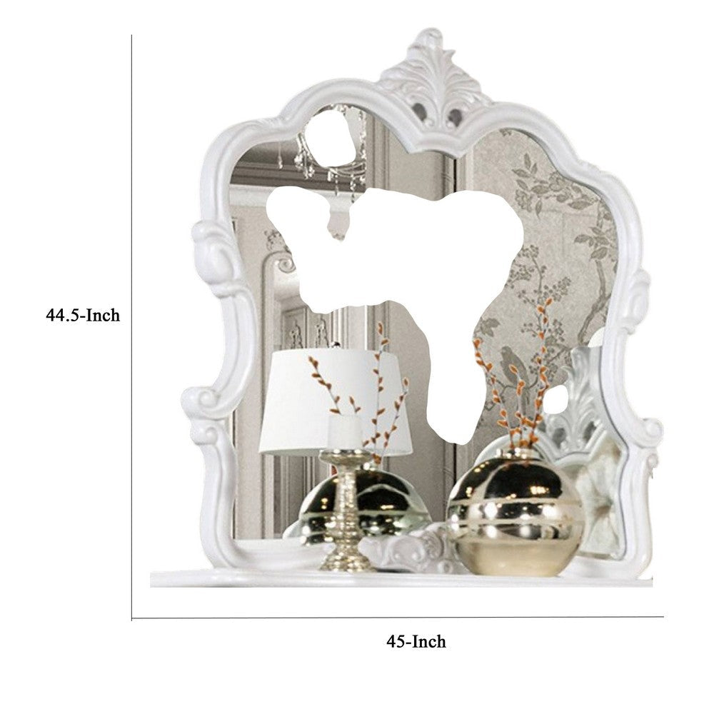 Valena Dresser Mirror | Beveled Glass | White Solid Wood Frame | 45’’ BM340913