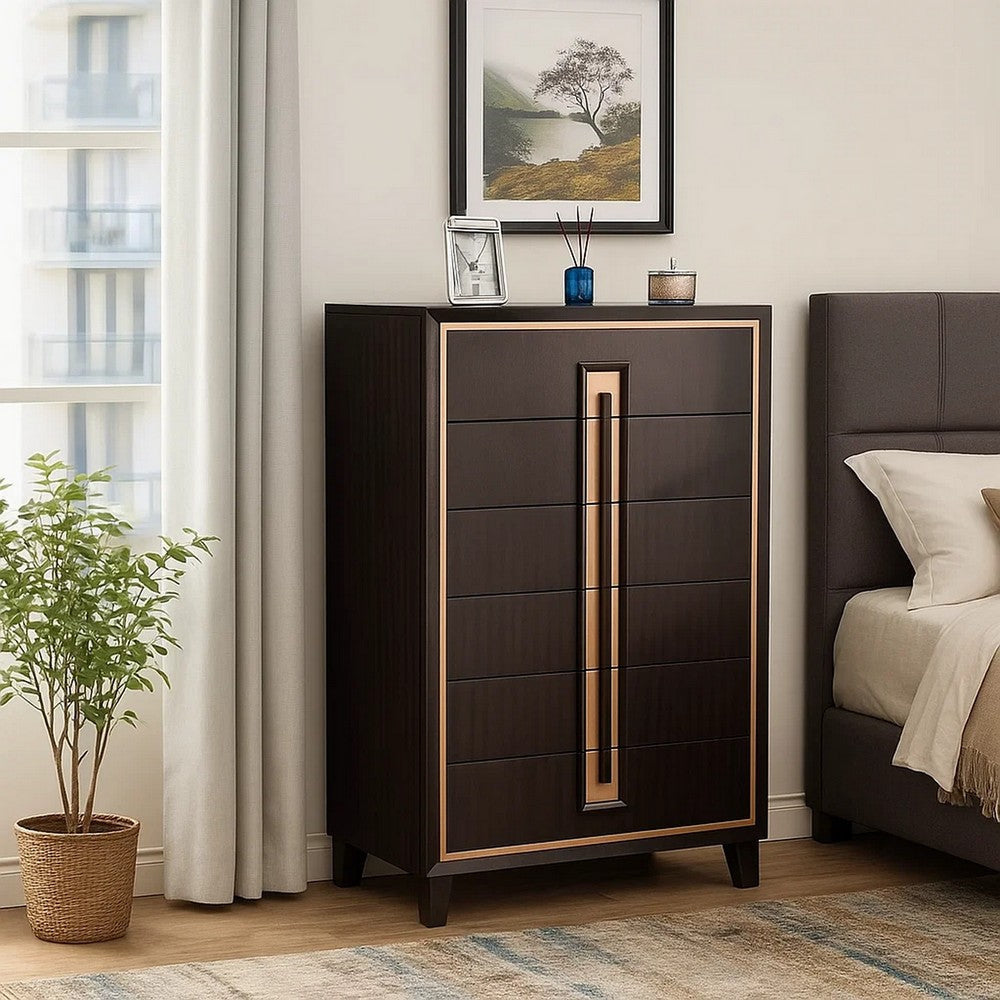 espresso brown dresser Yada Tall Dresser Chest | 5 Drawers | Espresso Brown Solid Wood