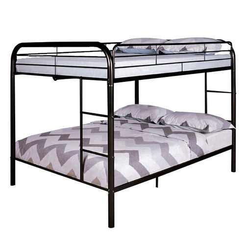 Raina Twin Over Twin Bunk Bed | Black Metal Frame | Attached Side Ladder