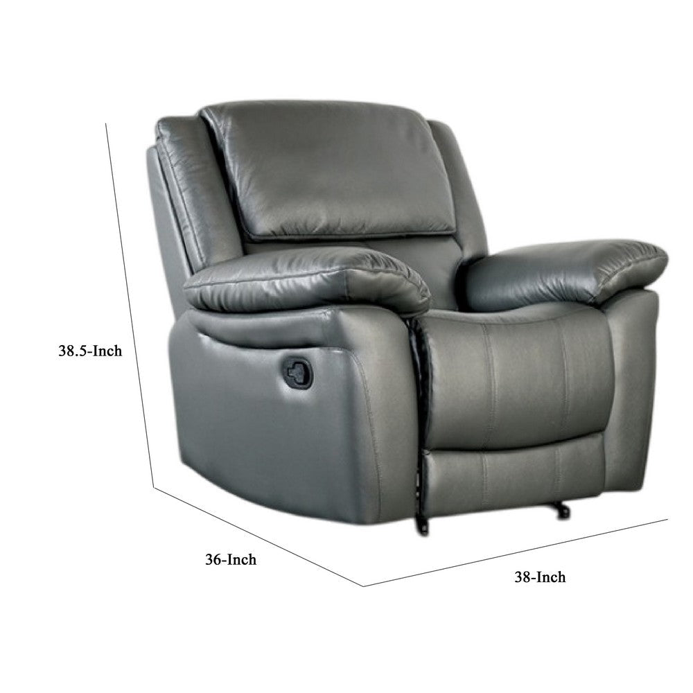 Larus Manual Recliner Chair | Pillow Top Arms | Dark Gray Leather Match BM340965