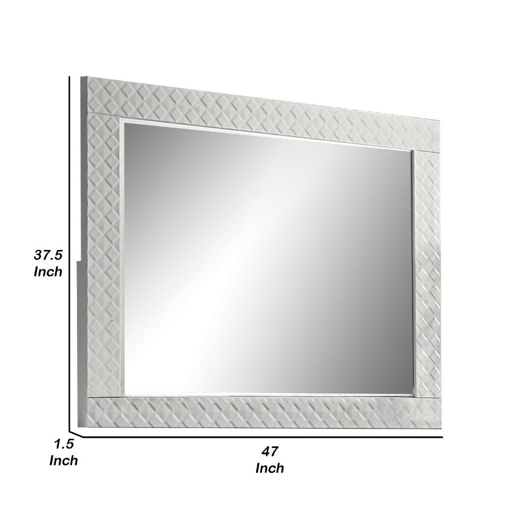 Dema Dresser Vanity Mirror | High Gloss White Textured Trim BM340986