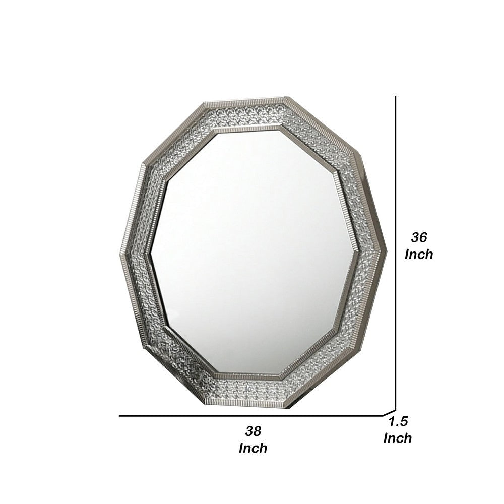 Cyl Vanity Dresser Mirror | Geometric Metallic Gray Backlit LED Frame BM340990