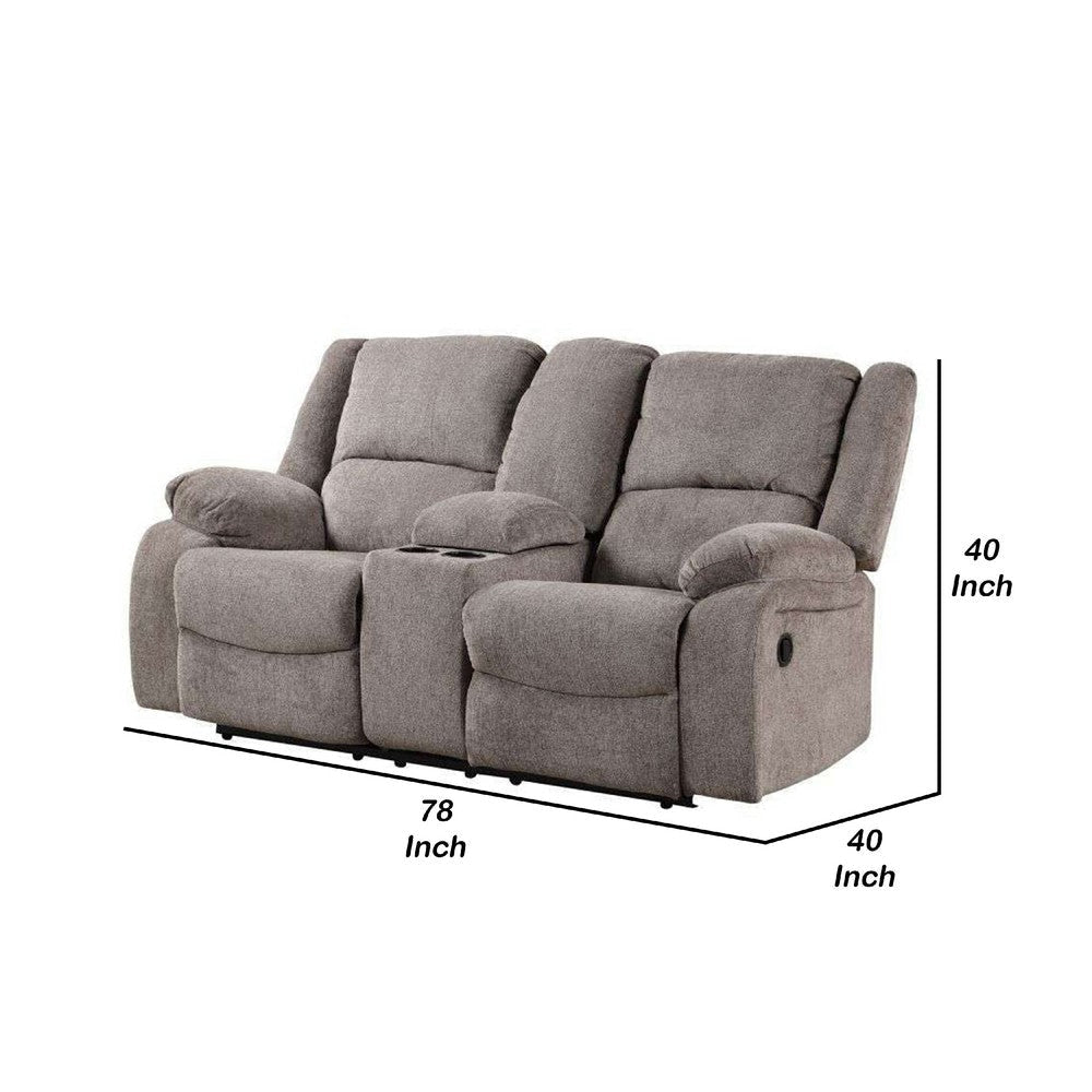 Cem Manual Reclining Loveseat | Pillow Tufted | Mocha Gray Chenille BM341016