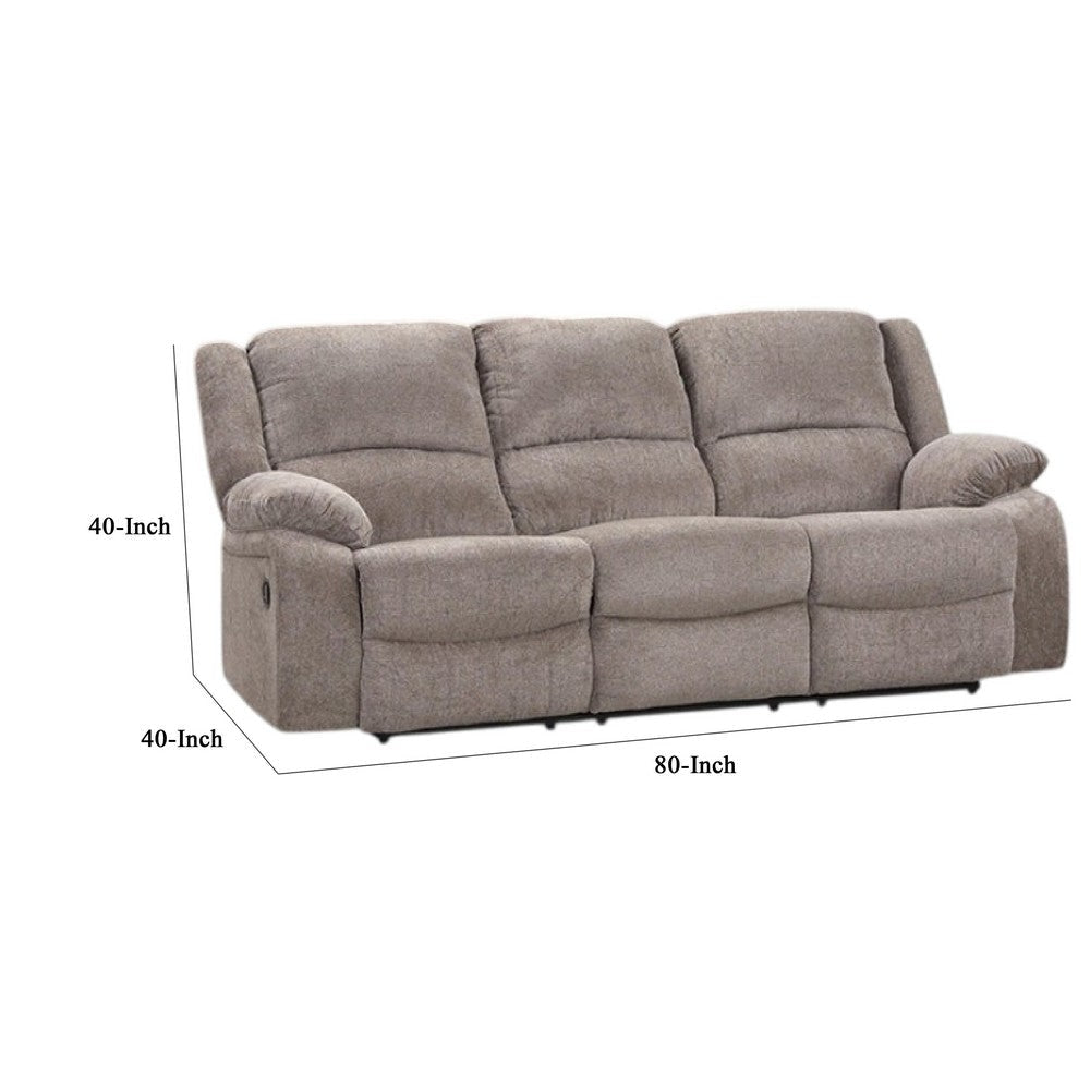 Cem Manual Reclining Sofa | Pillow Tufted | Mocha Gray Chenille 88’’ BM341017