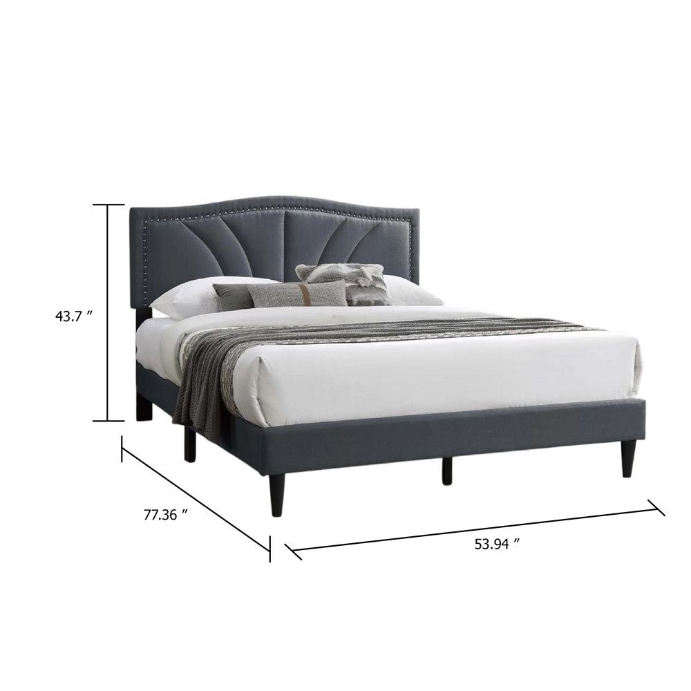 Carie Full Bed | Charcoal Gray Burlap Upholstery | Padded Headboard BM341023