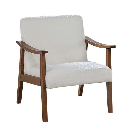 Onile Classic Accent Chair | White Wool Fabric | Wood | Foam Cushions