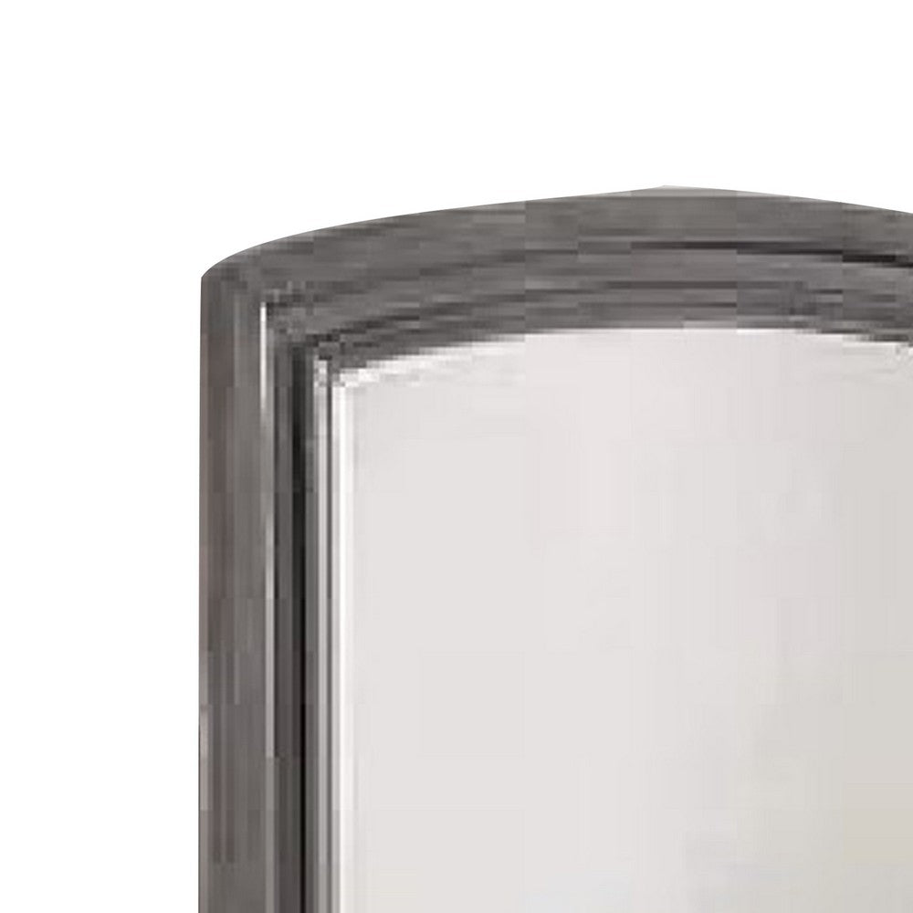 Dresser Mirror | Gray Pine Wood Frame | Farmhouse Carved Details 36x42