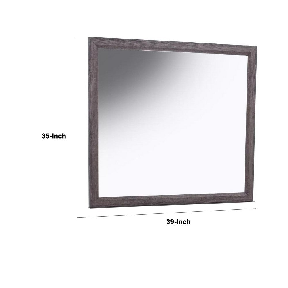Dresser Mirror | Foil Gray Solid Wood | 35x39 Broad Frame Design BM341045