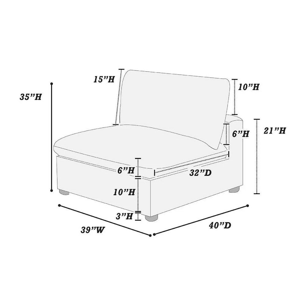 Nolan Armless Modular Chair w Square Frame | Light Gray Corduroy BM341048