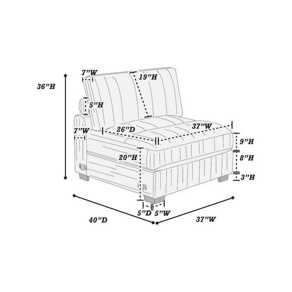 Nolan Armless Modular Chair w Square Frame | Dark Gray Corduroy BM341051