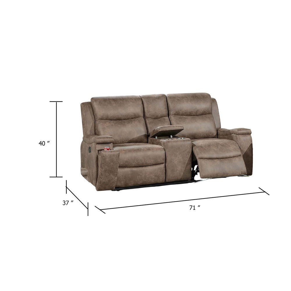 Verra Reclining Loveseat | Console | Cupholders. Auburn Faux Leather | 71’’ BM341073