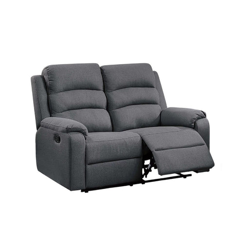 Sonia Manual Reclining Loveseat | Dark Gray Tufted Burlap | 53"