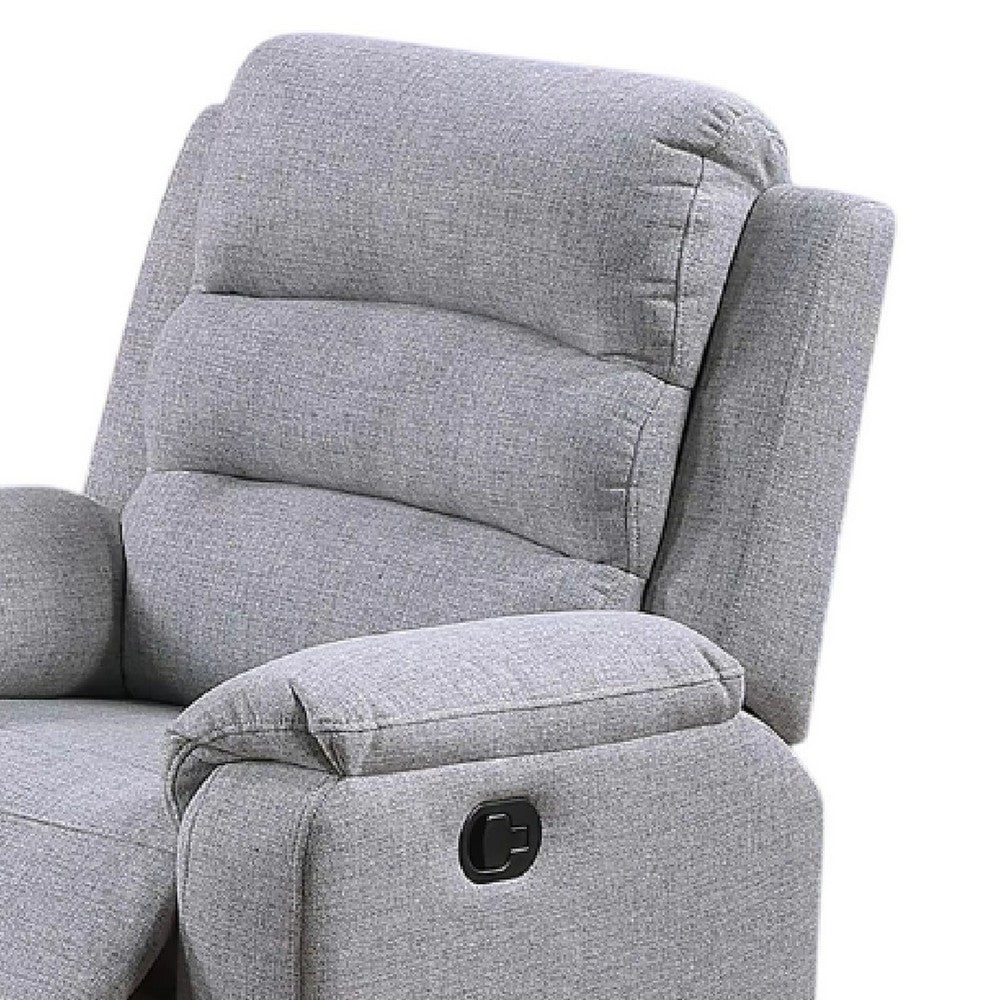 Sonia Manual Recliner Chair | Bone White Channel-Tufted Burlap