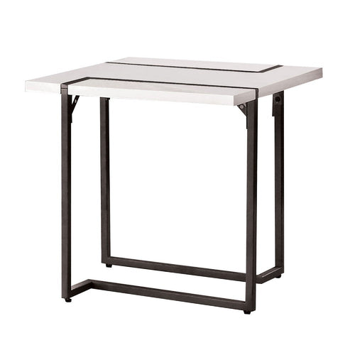 Iry Side End Table | Black Steel Sled Base | 22" | Gloss White Lacquer